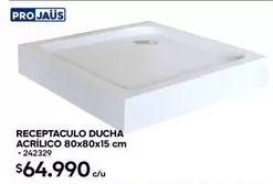Receptaculo Ducha Acrillico 80x80x15 Cm