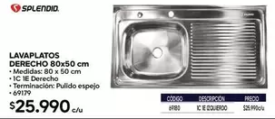 Splendid - Lavaplatos 80x50 Cm
