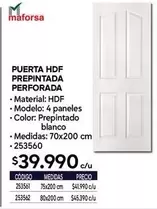 Puerta HDF Prepintada Perforada