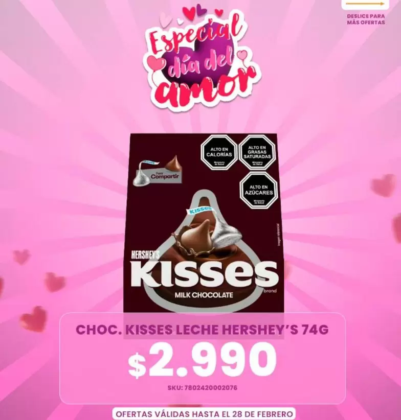 Más - Choc. Kisses Leche Hershey's