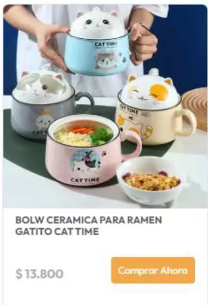 Cat - Bolw Ceramica Para Ramen Gatito  Time