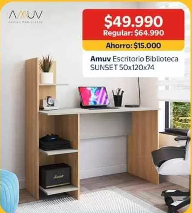 Amuv Escritorio Biblioteca Sunset 50x120x74