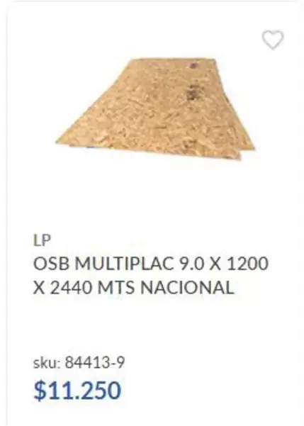 MTS - Lp Osb Multiplac 9.0 X 1200 X 2440 Mts Nacional