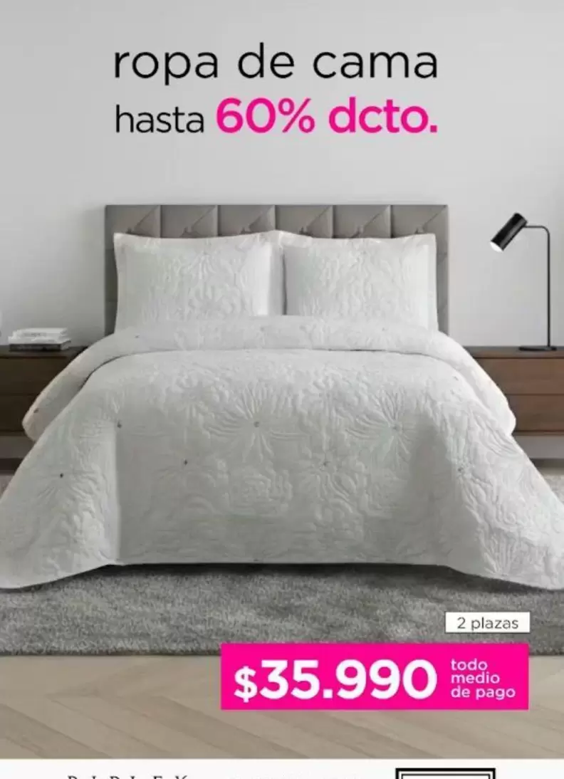 ropa de cama hasta 60% dcto