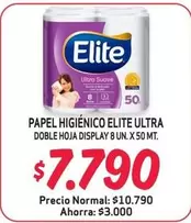 Elite - papel higienico ultra doble hoja display 8 un.