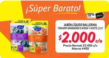 Ballerina - jabón liquido yogurt arandanos o avena y aceite