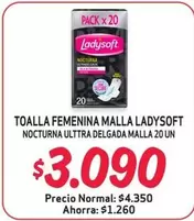 Ladysoft - Toalla Femenina Malla  Nocturna Ultra Delgada Malla