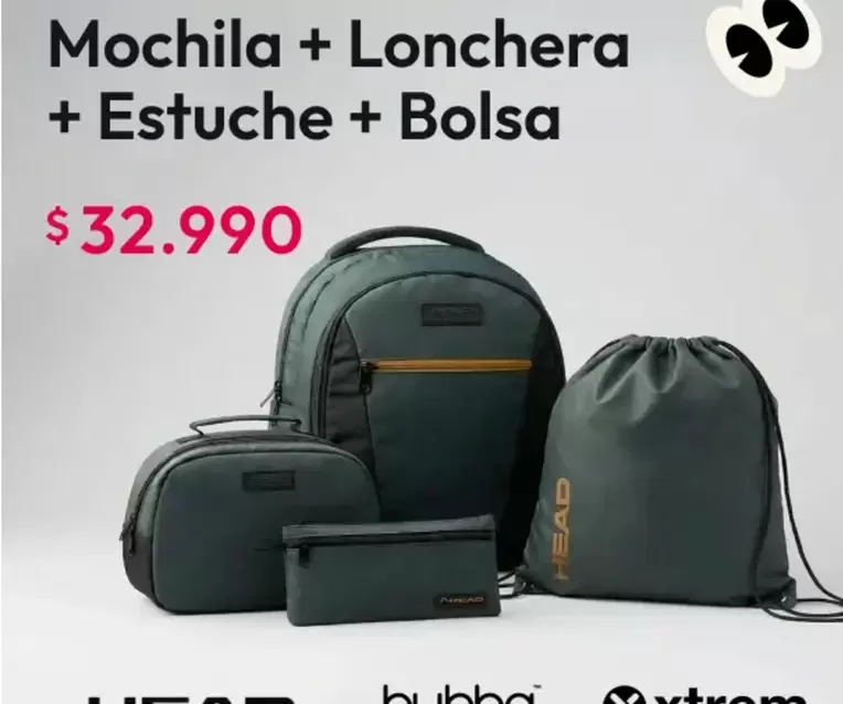 Head - Mochila + Lonchera + Estuche + Bolsa