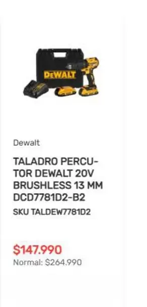 Dewalt - TOR DEWALT 20V Brushless 13 Mm DCD778120-B2