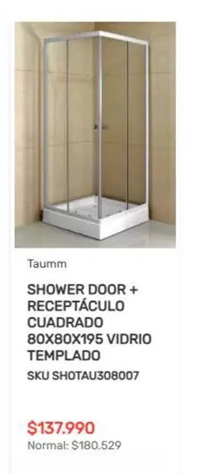shower door + receptacolo cuadrado 80x80x195 vidrio templado