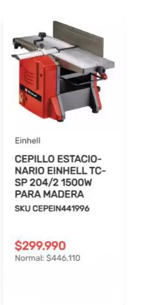Einhell - Cepillo Estacio Nario  Tc- Sp 204/2 1500w Para Madera