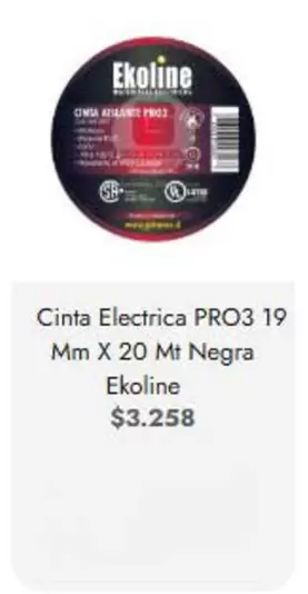 Cinta Electrica Pro3 19 Mm X 20 Mt Negra