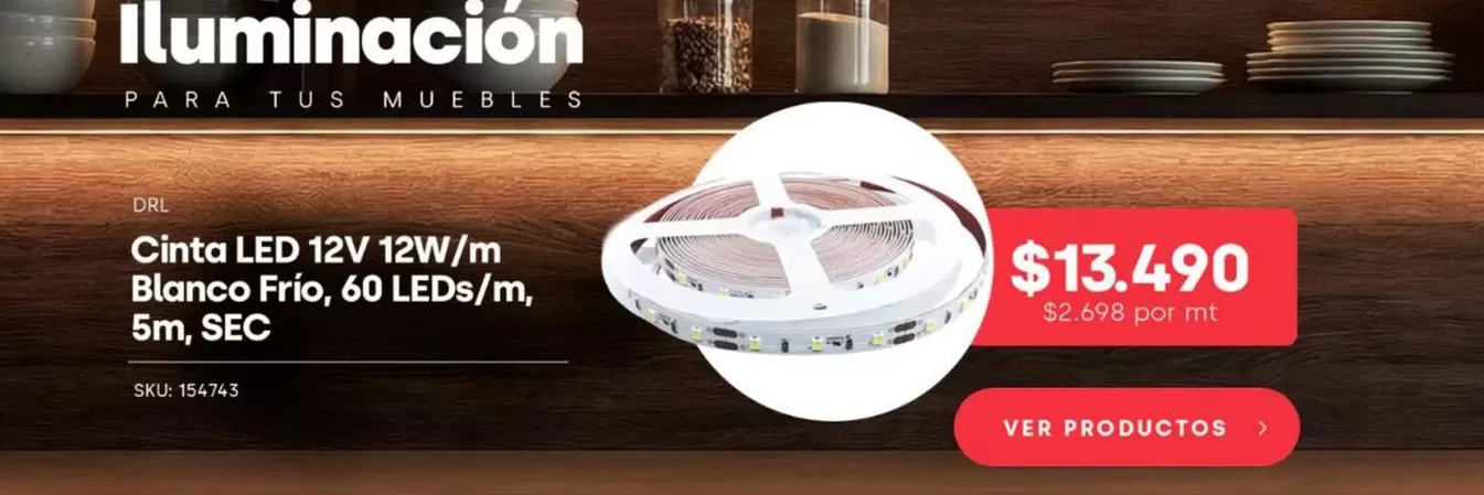 Cinta Led 12v 12v/m Blanco Frio, 60 Leds/m 5m. Sec