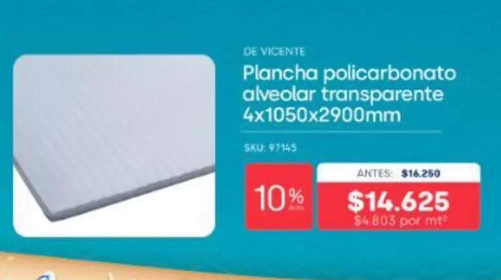 Plancha Policarbonato Alveolar Transparente