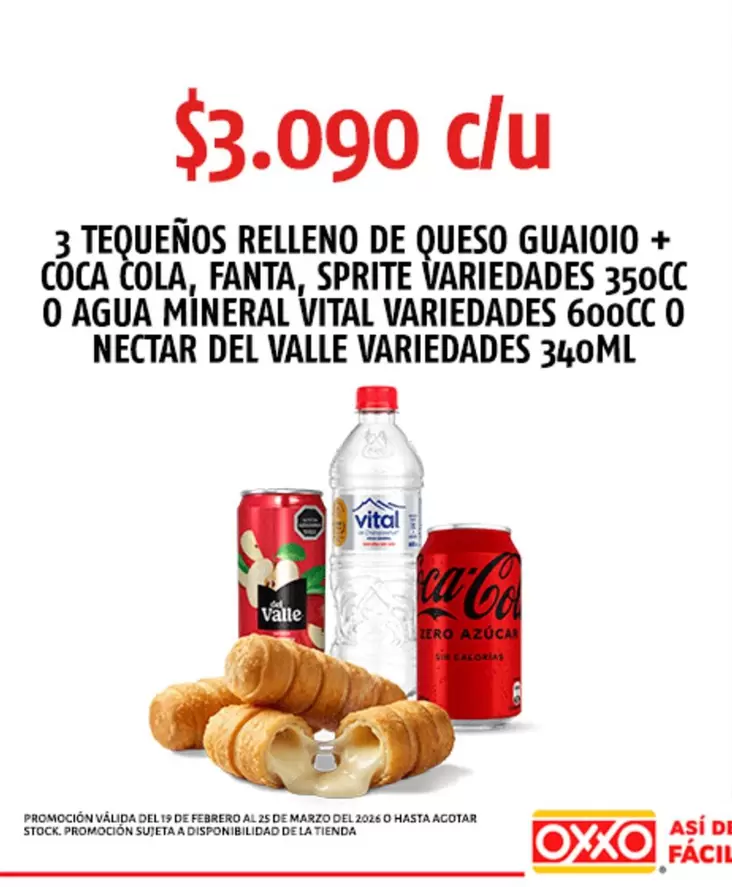 Fanta - 3 Tequenos Relleno De Queso + Coca Cola, , Sprite Variedades O Agua Mineral Vital Variedades