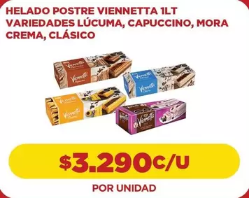 Viennetta - Helado Postre  1Lt Variedades Lúcuma, Capuccino, Mora Crema, Clásico