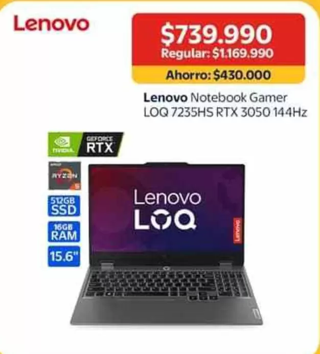 Lenovo - Notebook Gamer LOQ 7235HS RTX 3050 144HZ