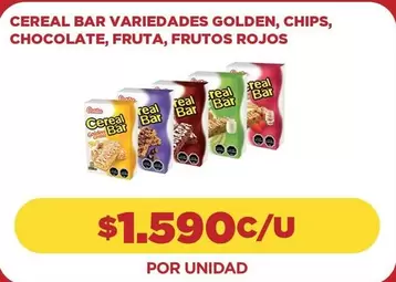 Golden - Cereal Bar Variedades, Chips, Chocolate, Fruta, Frutos Rojos