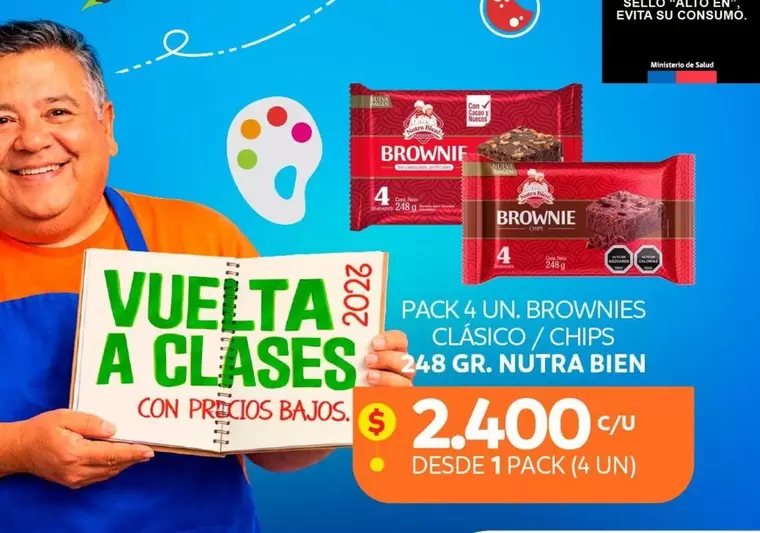 Nutra Bien - Pack 4 Un Brownies Clasico / Chips