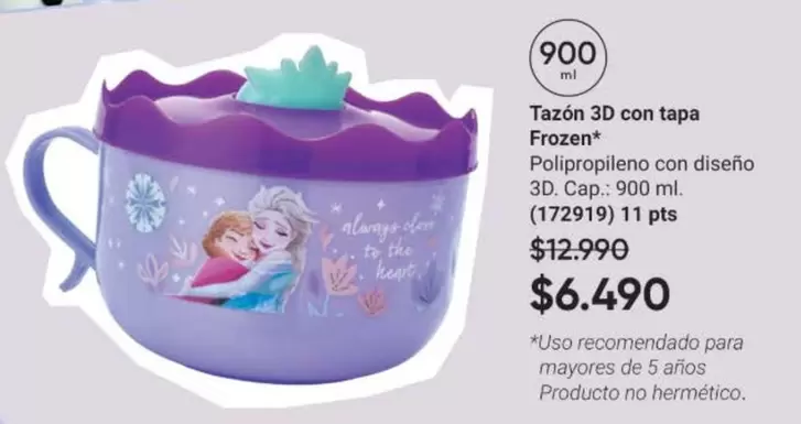 Frozen - Tazón 3d Con Tapa