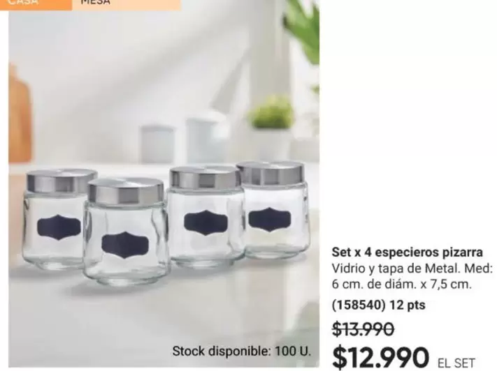 Metal - Set X 4 Especieros Pizarra