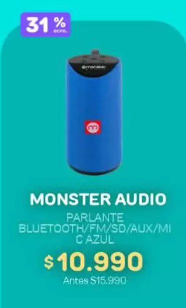 Monster   - Parlante Bluetooth/Em/sd/aux/mi C Azul