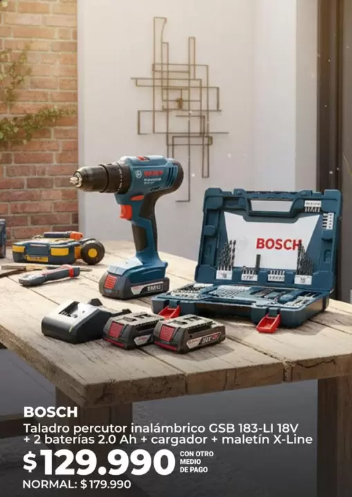 Bosch - Taladro Percutor Inalámbrico Csb 183-l 18v + 2 Baterias 2.0 Ah + 3 Matalin X-line