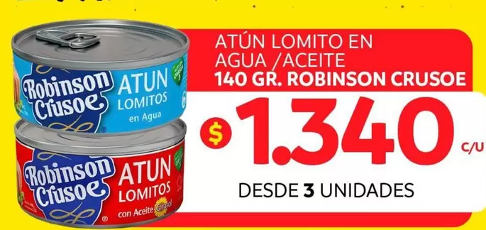 Robinson Crusoe - Atún Lomito En Agua A Aceite 140 Gr.