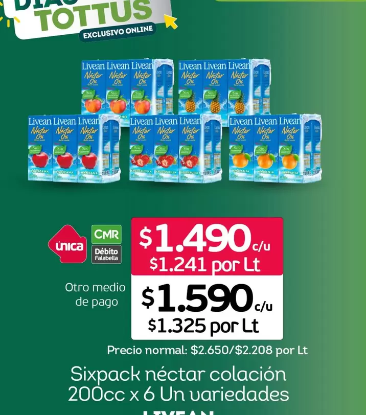 Tottus - Sixpack Nectar Colación 200cc X 6 Un Variedades