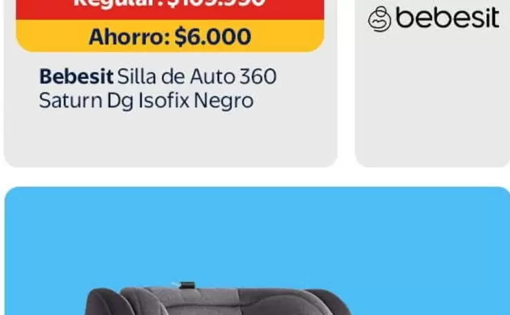 Bebesit - Silla De Auto 360 Saturn Dg Isofix Negro