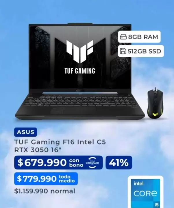 Asus - TUF GAMING F16 INF C5 RTX3050 16"