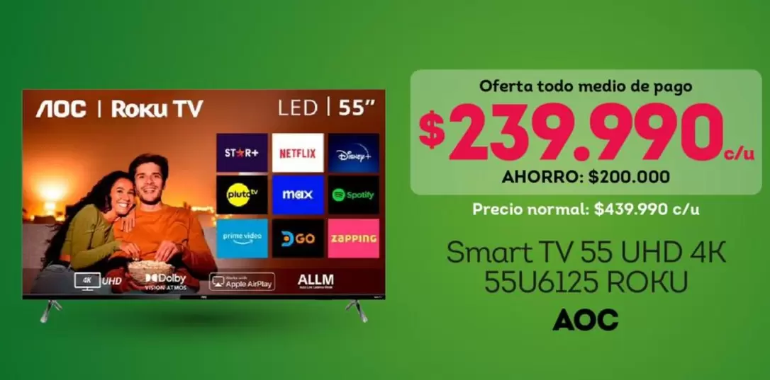 AOC - Smart Tv 55 UHD 4K 55U6125