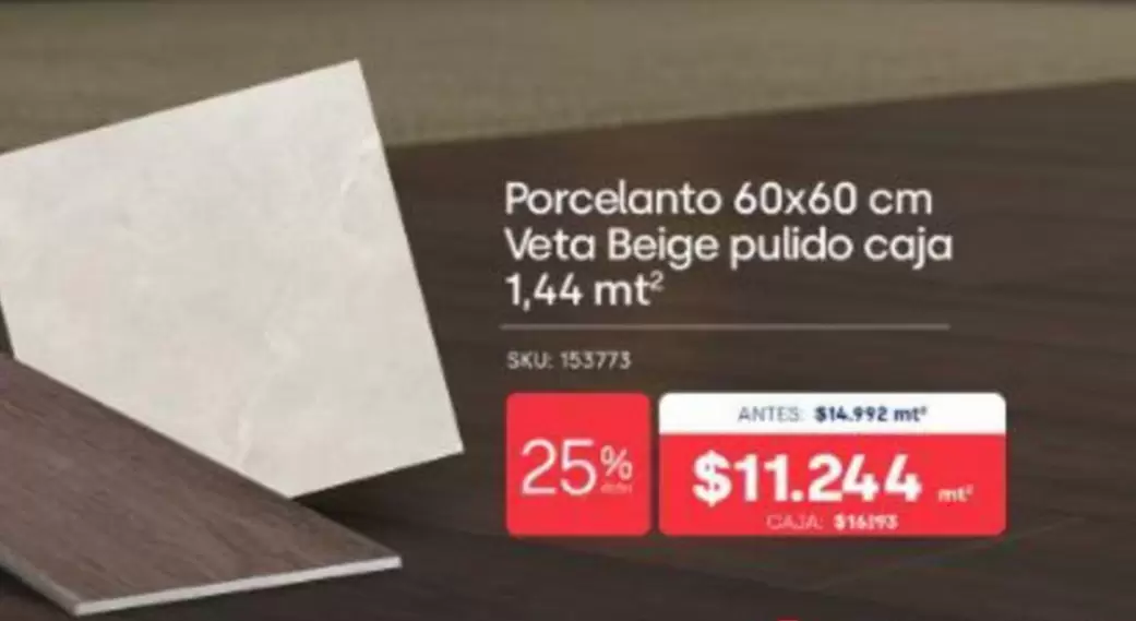 Porcelante 60x60 Cm Veta Beige Pulido Caja