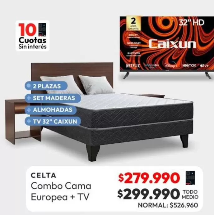 Celta - Combo Cama Europea + Tv