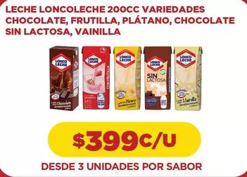 Lonco Leche - Leche Loncoleche 200cc Variedades Chocolate, Frutilla, Platano, Chocolate Sin Lactosa, Vainilla