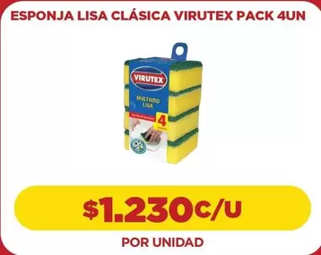 Virutex - Esponja Lisa Clasica  Pack 4un