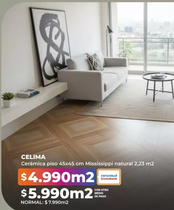 Cerámica Piso 45x45 Cm Mistesippi Natural