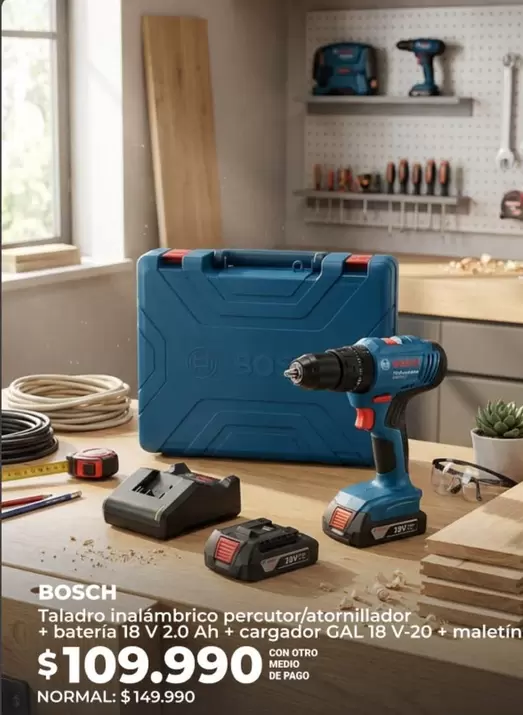 Bosch - Taladro Inalámbrico Percutor/atornillador + Bateria 18 V20 + Cargador
