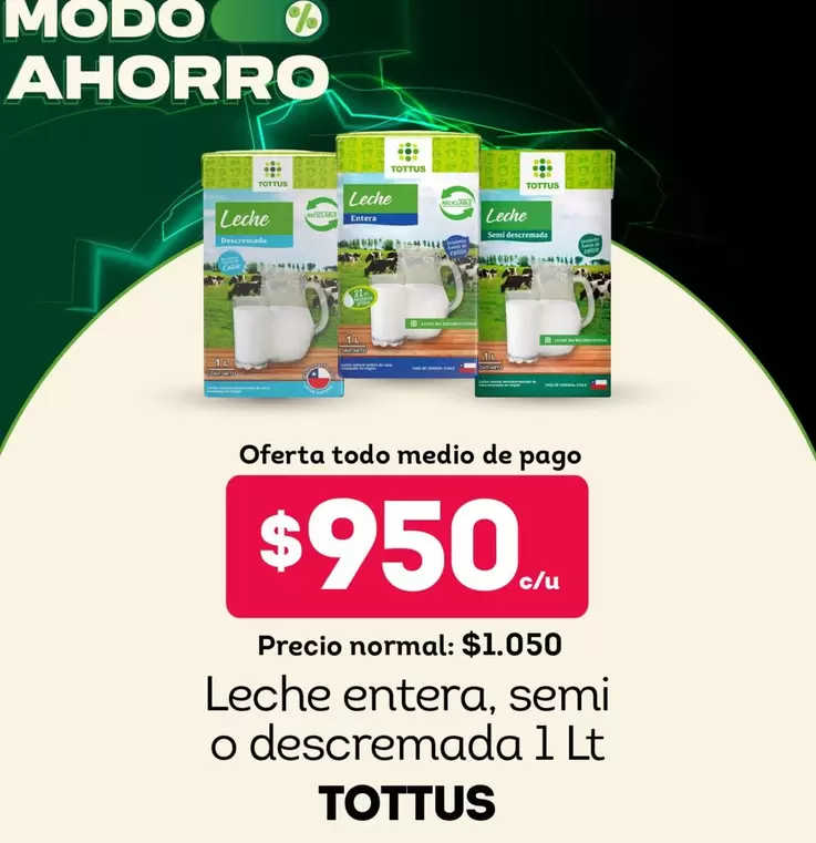 Tottus - Leche Entera, Semi O Descremada