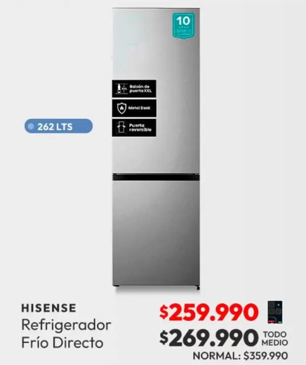 Hisense - Refrigerador Frio Directo