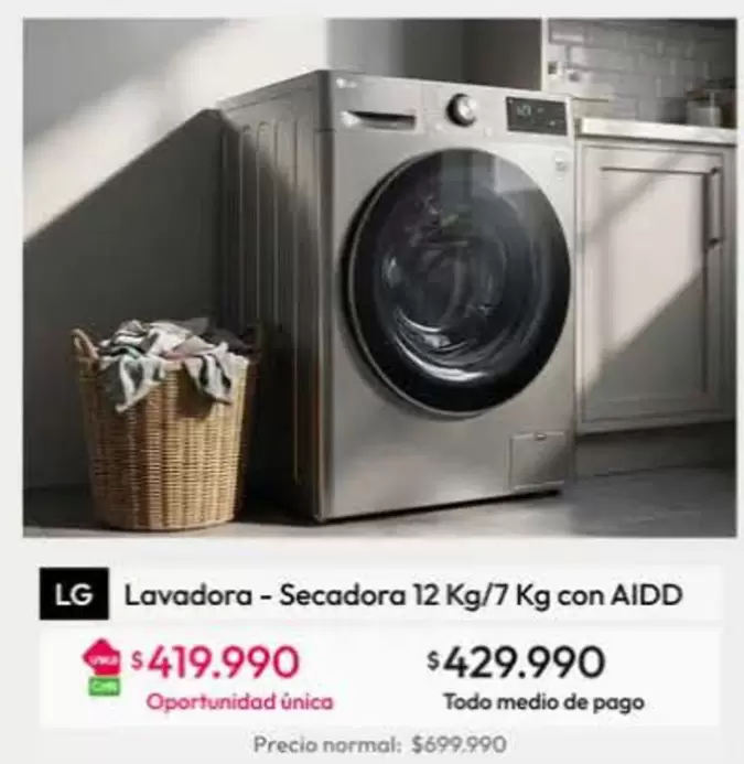 LG - Lavadora-secadora 12 Kg/7 Kg Con AIDD