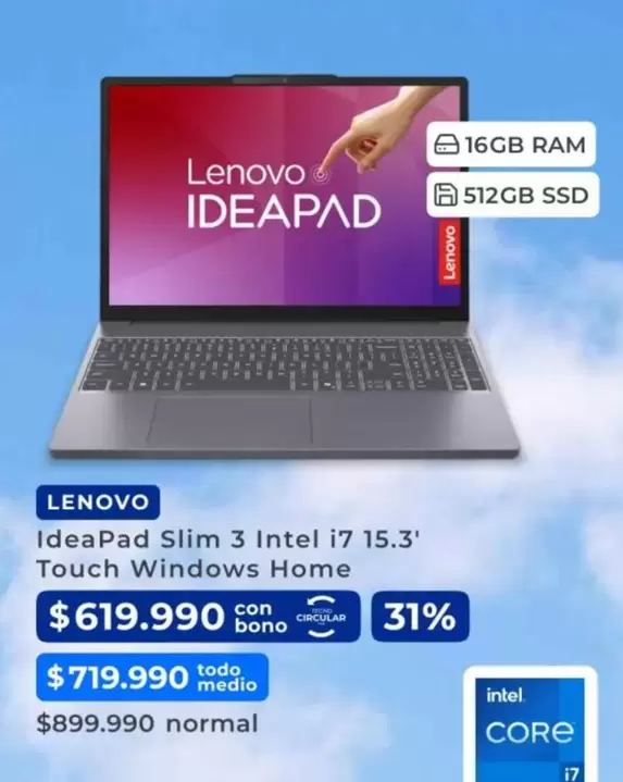 Lenovo - IdeaPad Slim 3 Intel I7 15.3' Touch Windows Home