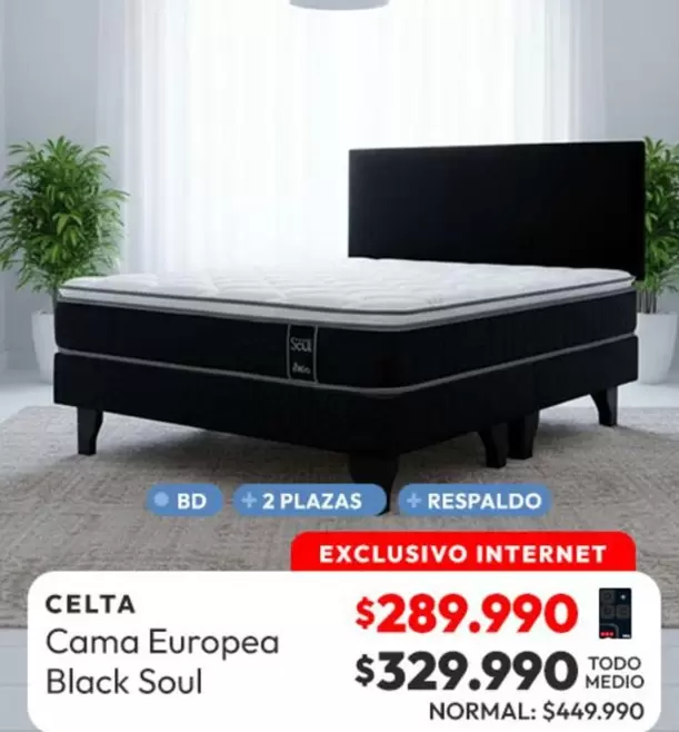 Celta - CAMA EEROPEA BLACK SOL