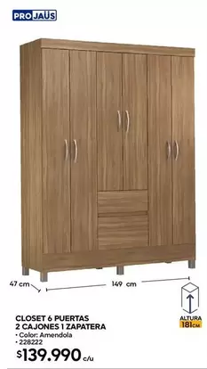 Closet 6 Puertas 2 Cajones 1 Zapatera