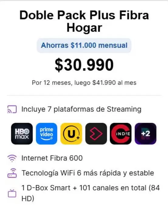 Doble Pack Plus Fibra Hogar