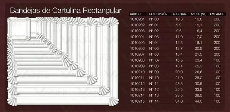 Bandejas De Cartulina Rectangular