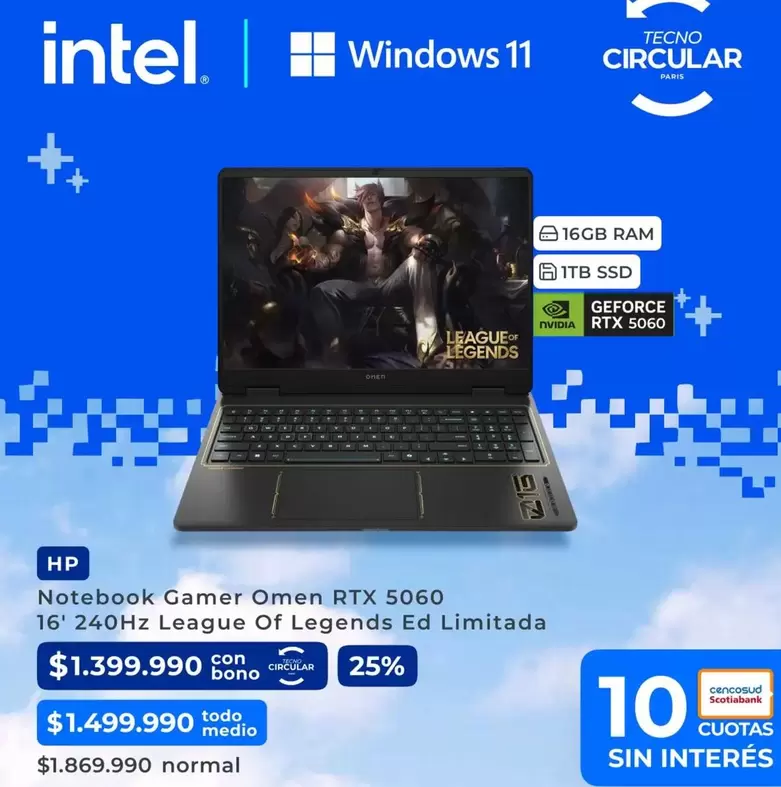 HP - Notebook Gamer Omen Rtx 5060 16" 240h2 League Of Legends Ed Limitada