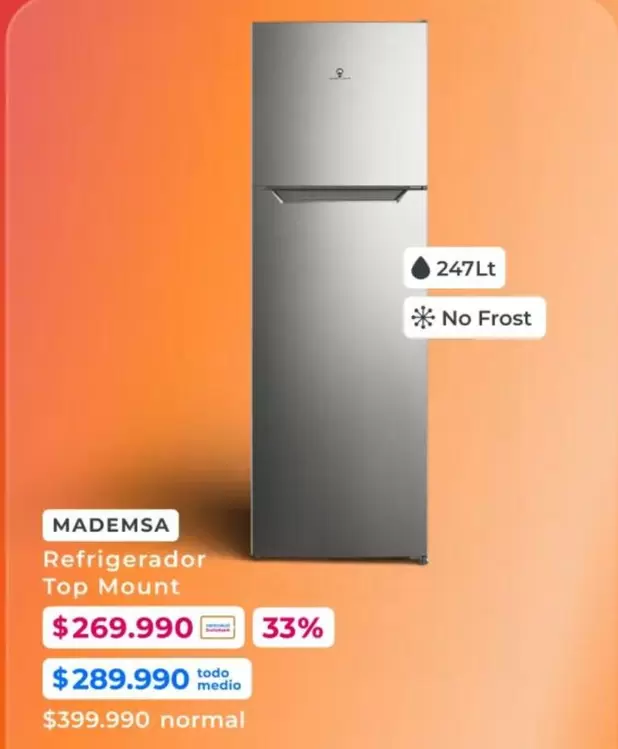 Mademsa - Refrigerador Top Mount