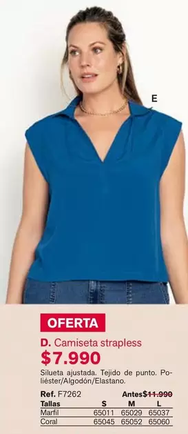 Coral - Camiseta Strapless