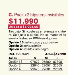 Perla - Pack X2 Hipsters Invisibles